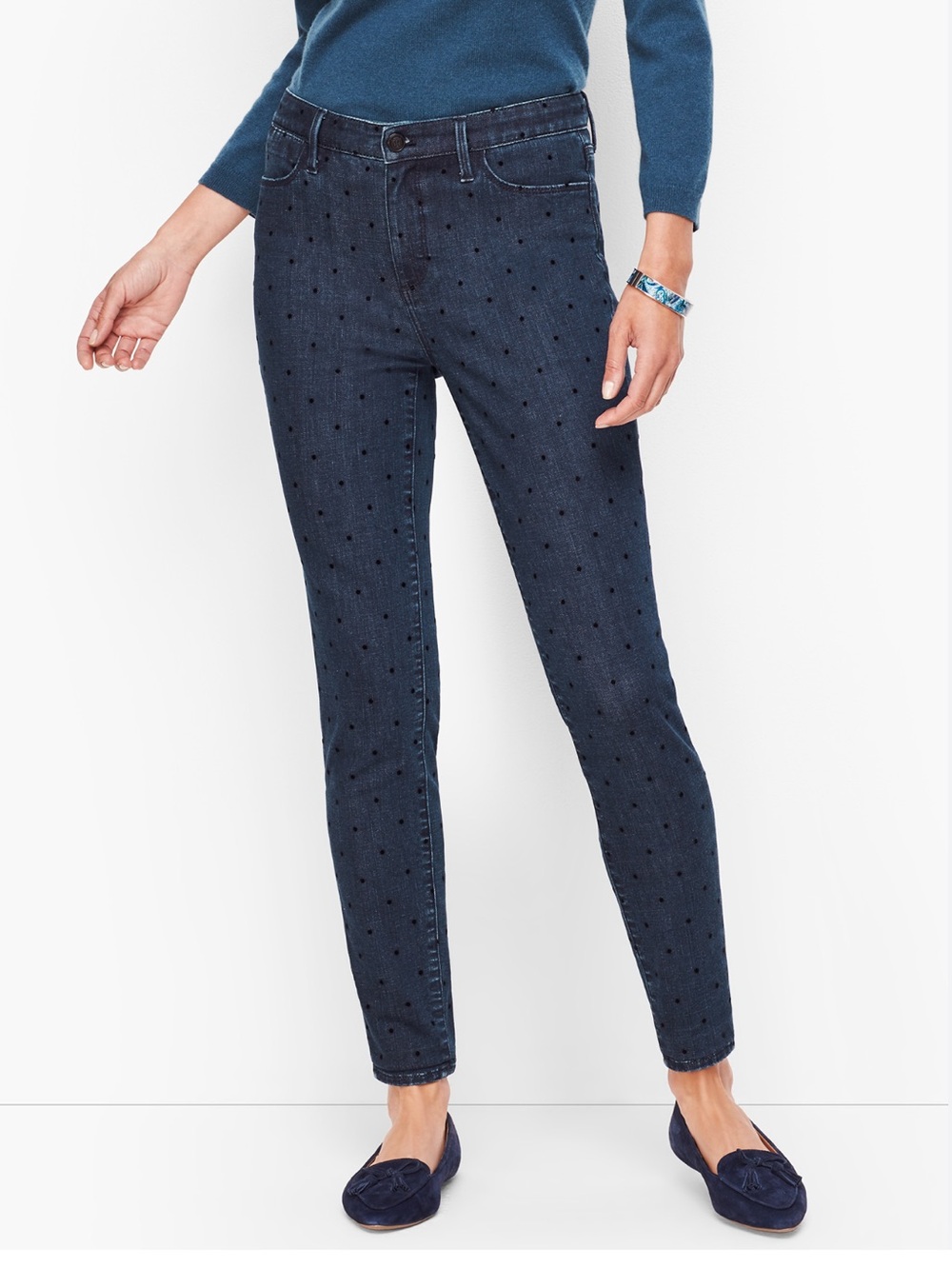 Talbots Dark Blue Polka Dot Slim Jeans